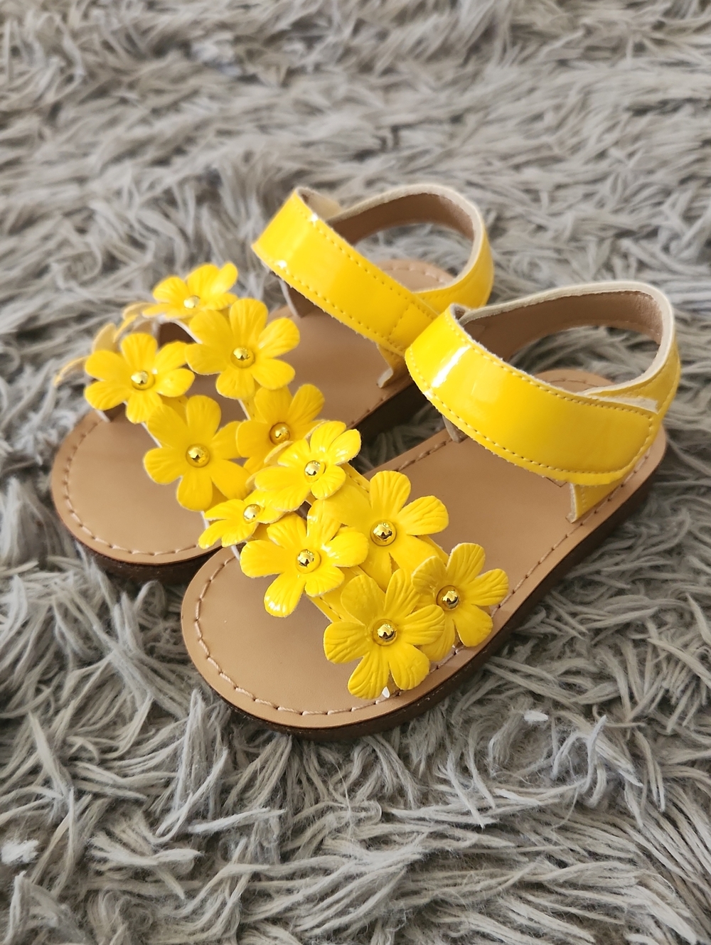 Source Unknown Bright Yellow Floral Girls' Sandals